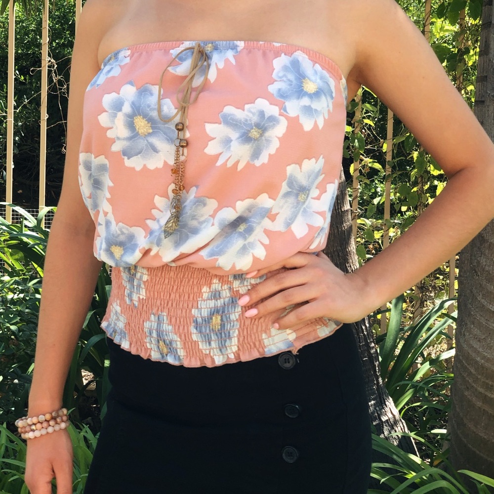 Strapless floral top